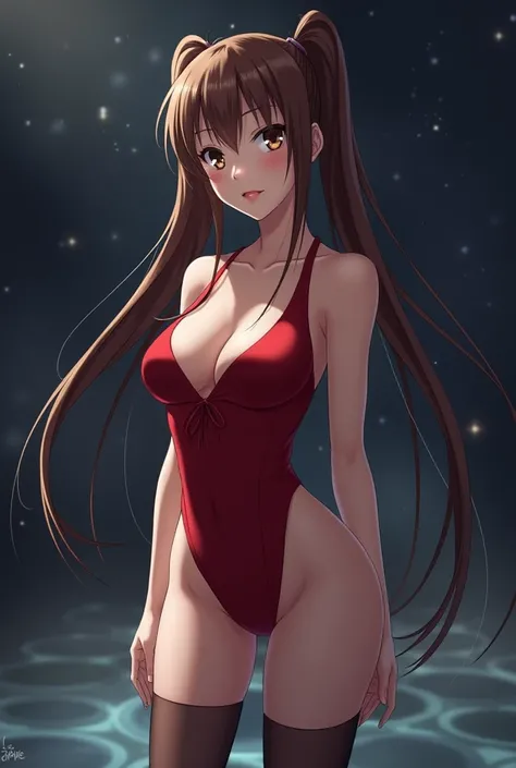 Misaki Yuria  |  Space Battleship Yamato 2199  、  standing with different breasts  、  Twin Tails 、  Bodysuit  、Brown Hair , Growing your hair ,  Twin Tails ,  brown eyes(  sexual intercourse with multiple men inserted into the womb  :1.5、( inserted into th...