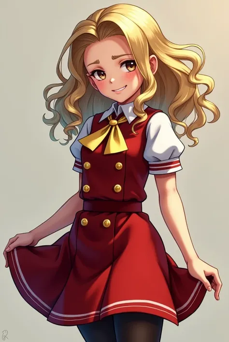 1 young girl, realistic, s, 170 cm, В83/W57/H85, blonde hair (styled into Victorian Europe-era ringlet curls) without rims, hazel eyes, Karin Kanzuki (Street fighter), Emilie de Rochefort (Tekken), Eneiro (Street fighter), rich princess, heiress, rich scho...