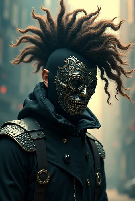  guy with big hair and mask