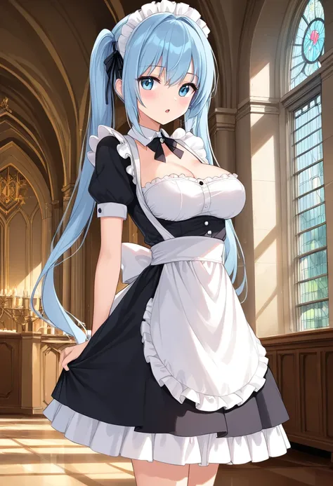 8k、 high image quality、Maid、 standing、Background Inside the Castle 