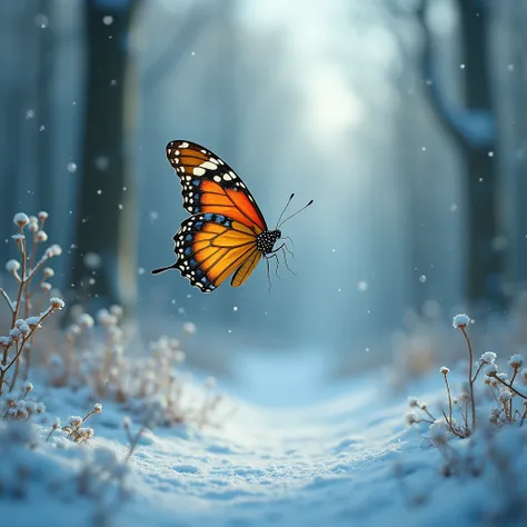 Christmas toy, Little butterfly in the snow,  masterpiece fails, 8 k,  complex ,  better quality ,