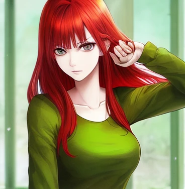 Red-haired and green-eyed woman, bb, tint hair ( purple), HD HQ HResolution,