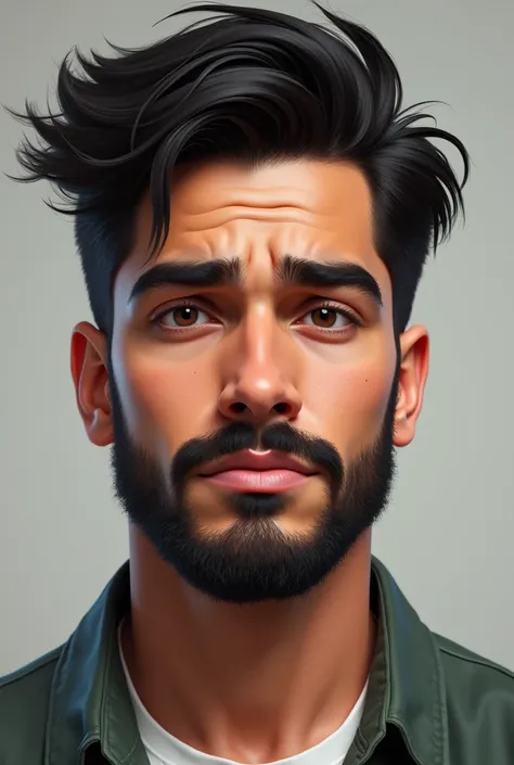 30 year old boy, latino,  light dark skin dark hair eyes and beard, small eyes, thick eyebrows, 1.75 tall , 80 kilos,  broad nose,  wide and marked jaw  .  