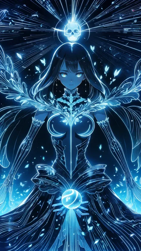  Big Breasted Girl ,   dark rune skeleton rich  , Black Gold Skeleton, Magical Void Energy  ,   sparkling eyes  , Death Lightning,  Death Energy Ball  Floating Above Your Hand ,   magic to wake up the wind , Energy Cracking, Bony Hand,  wear a luxurious ca...