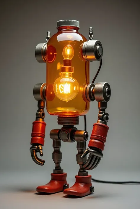 10 Examples of robot-shaped lamp with omeprazole glass bottles 