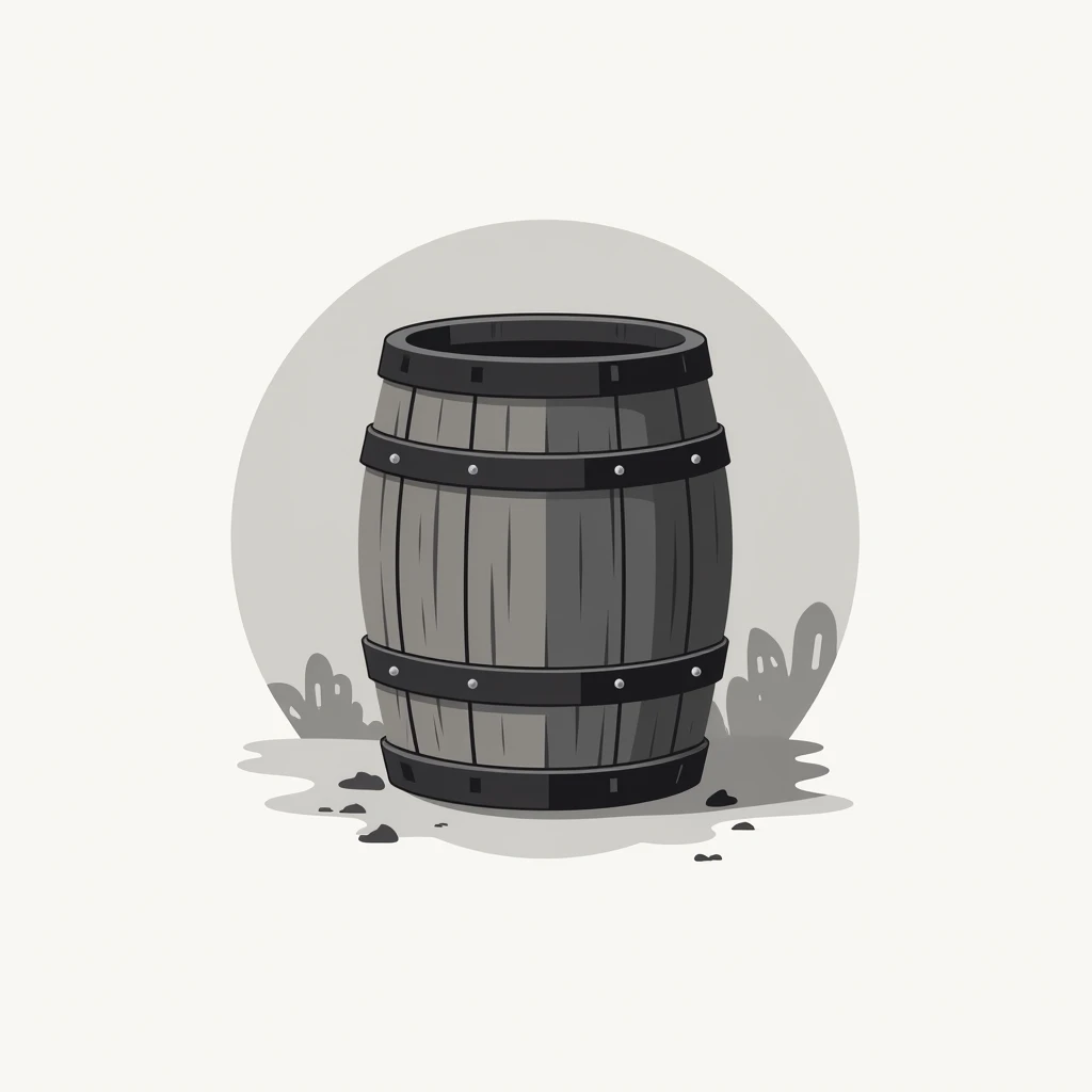 black and white basic icon logo, 
medieval barrel, no detail