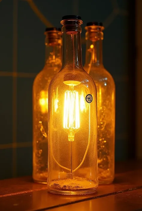 Lamp with recycled material from medicine bottles,