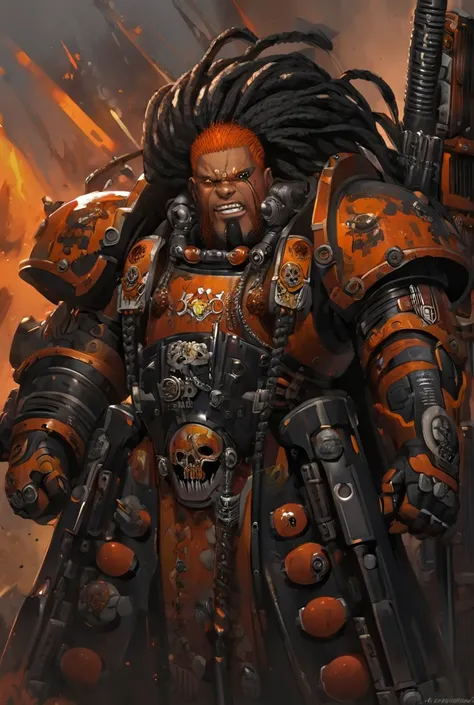  black man with orange dreads hair art warhammer 40k