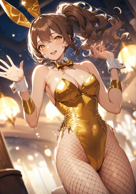 1 girl, Game CG, Dutch angle, shallow depth of field, a portrait with a soft Gaussian blurred background, creating a dreamy atmosphere, focused on face,
Body shot, sexy pose, bewitching pose, Triumphant, Warm Smile, open mouth, standing near couch, Waving ...