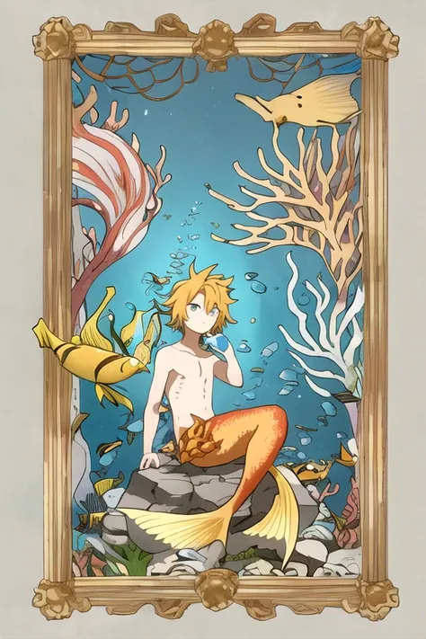  Masterpiece,  Best Quality ,
siren, Little Monster , 1 chico, Alone, Underwater, Bajo el mar  Masterpiece,  Best Quality ,  HIGH QUALITY, 1 , Alone,  male focus,  watching the spectator, , Kaminari_thank you, blonde hair,  multicolored _hair, Cola Triton ...