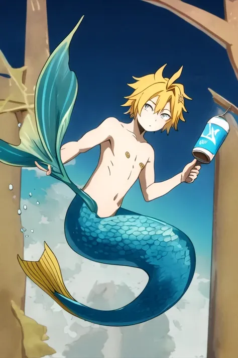  Masterpiece,  Best Quality ,
siren, Little Monster , 1 chico, Alone, Underwater, Bajo el mar  Masterpiece,  Best Quality ,  HIGH QUALITY, 1 , Alone,  male focus,  watching the spectator, , Kaminari_thank you, blonde hair,  multicolored _hair, Cola Triton ...