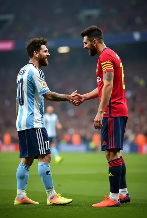 Messi who shakes Rodris hand