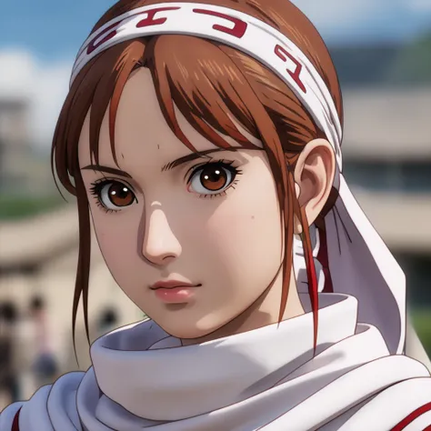 ((((masterpiece, , super detail, high quality, highres, 1080P, 8k, 16k)))) brown eyes very accurate clothing score_9, score_8_up, score_7_up, ((cowl)) headband on forehead detailed clothing beautiful girl (asuna yuuki)