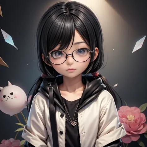 Shota, face, Clothing,  clear eyes , Round Glasses, Otaku,  black hair