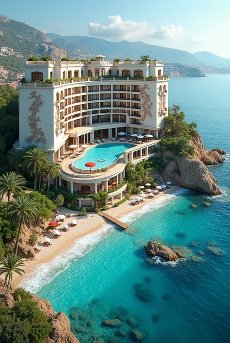 I want a hotel with flower designs beside the sea and that hotel should be located in Turkey 