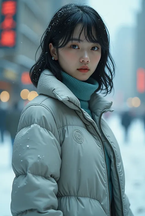 "Cyborg Girl、Android Girl、 Cyberpunk World 、　 25 year old Japanese woman、　Ghost in the Shell、　 Blade Runner 、Clear Photos、　 beautiful skin、　16k quality、winter,sunny,coat,  、　Long limbs、　last honors、   real photo."