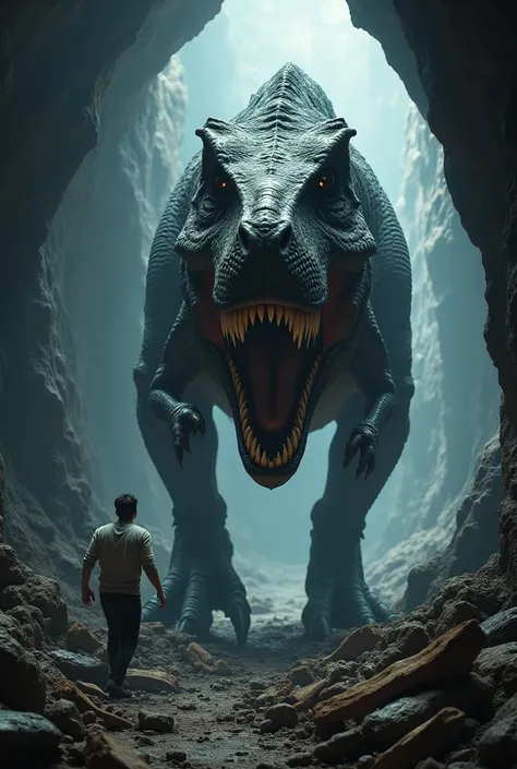 Hiding Among Bones: You stumble into a cave littered with giant bones. The low rumble of the T-Rex’s growl echoes closer as it sniffs through the entrance, searching for its next meal—you.