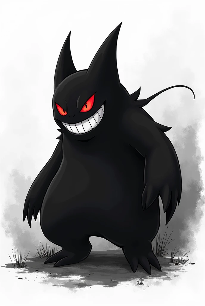 Pokemon Gengar vector black and white only
