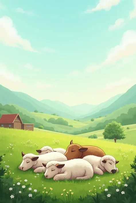 Image of animals sleeping in the pasture
