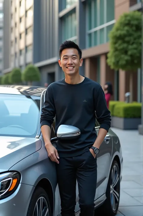 Photo of an Asian guy with a Mercedes C300
