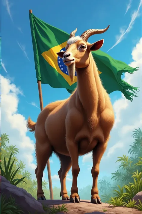 Image of a goat with the flag of Pernambuco 
