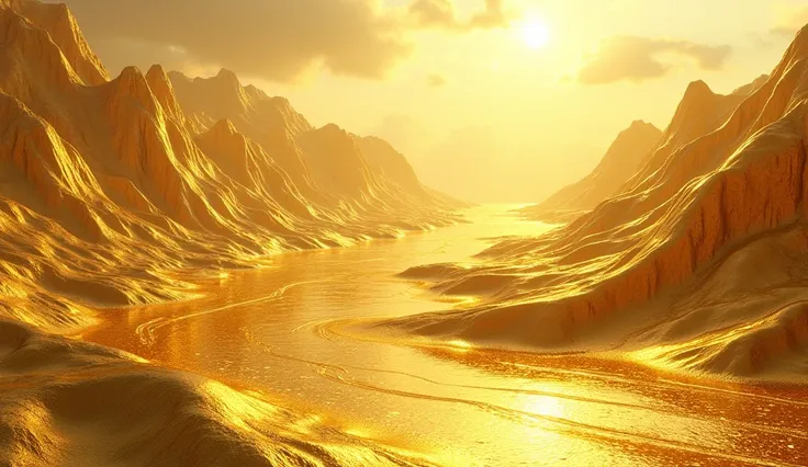 Cinematic images of gold-plated landscape 