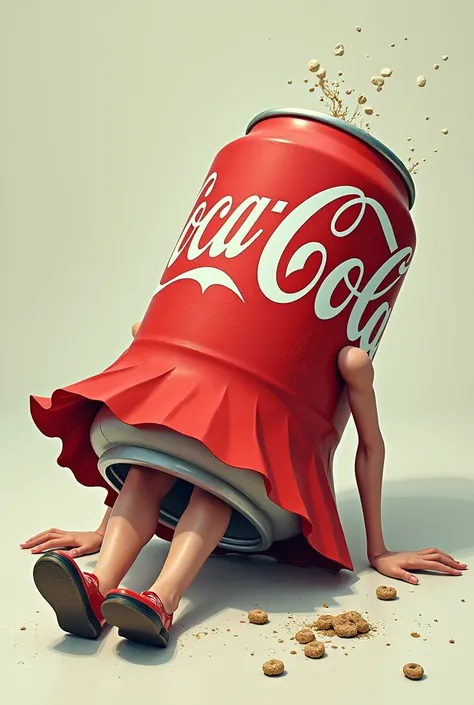 HIT ME A SATIRICAL MIX OF COCA-COLA SODA WHOS PASSED OUT LAUGHING AND WEARING A SKIRT.
