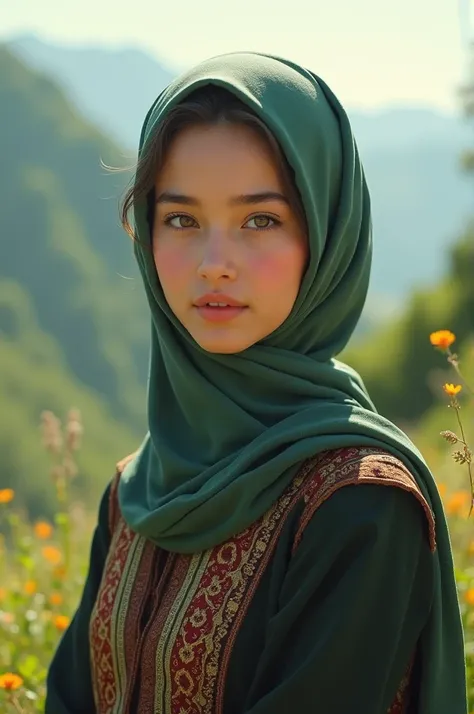 She wears a hijab and she is Kyrgyz