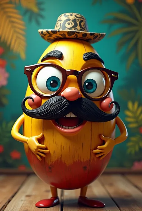 an image of a maraca wearing glasses and mustaches in the style of Camilo the singer