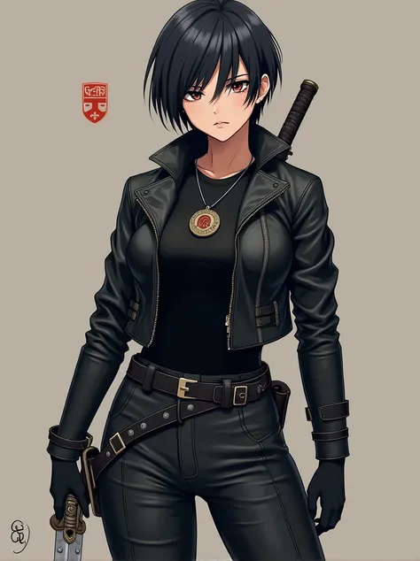  The guard you describe seems to be a woman of marked presence and determined .  Her choice of short hair that covers part of her eyes gives a mysterious and intense aura .  The fact that she is holding a white-bodied sword indicates that she is skilled an...