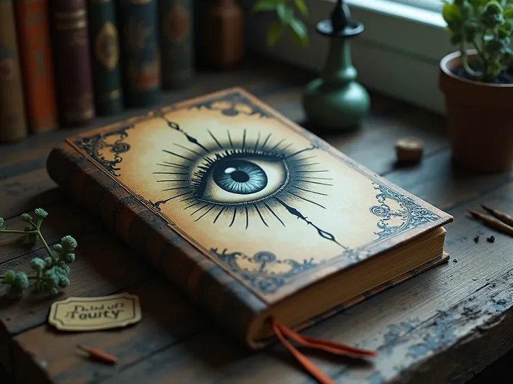 notebook with an eye drawing