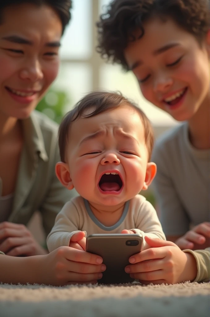 Small baby didnt eat anything and crying because his parents didnt give him mobile phone..