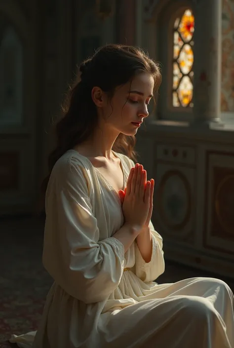 A young woman praying 