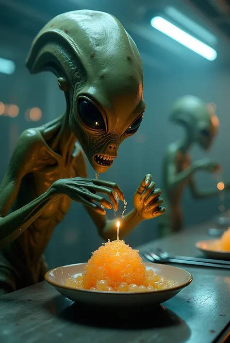 Alien eating food 