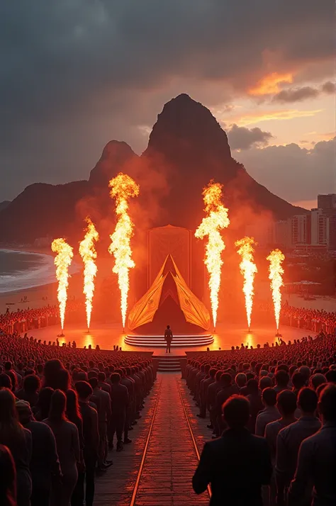 Lady Gaga singing Judas at Copacabana Beach super show with rain and fire falling from the sky 