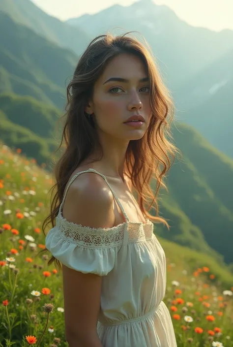 Beautiful woman in a valley