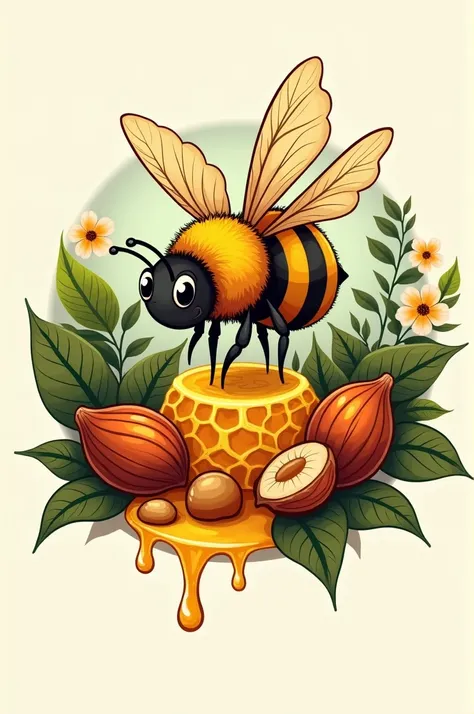 Logo for food gardens (honey, nuts, bees, beehives)