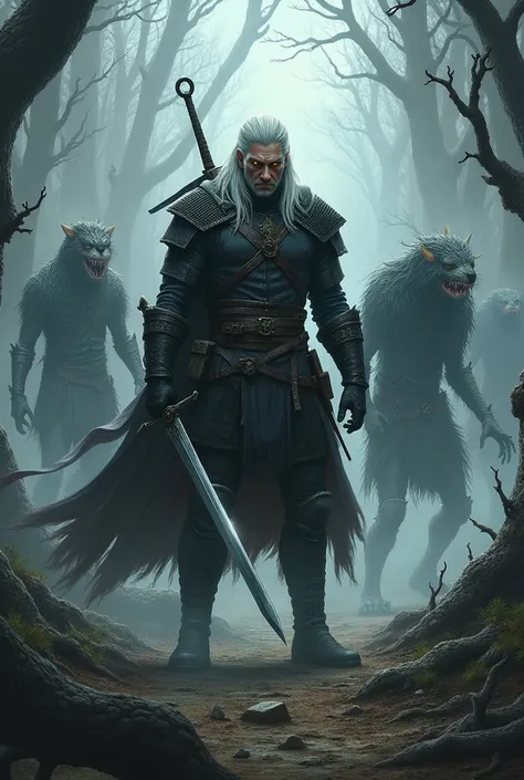 the witcher series geralt character with monsters 