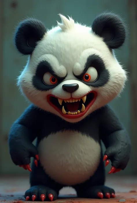  3D cartoon scary panda without background