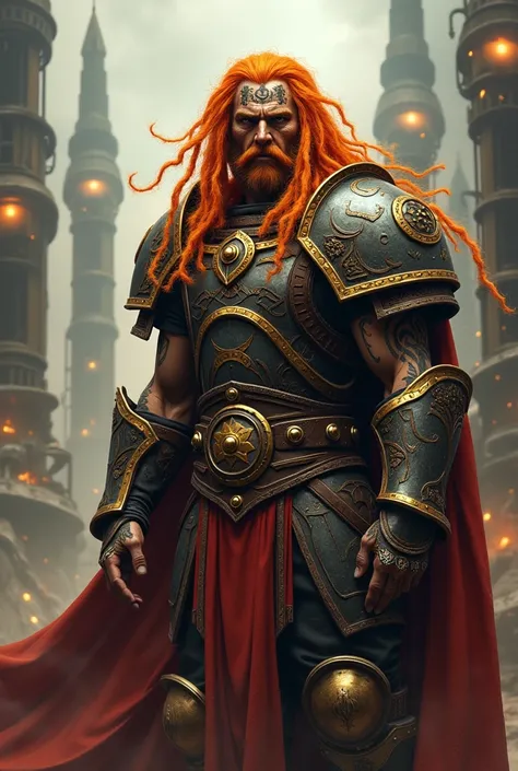 man with orange dreads hair art warhammer 40k