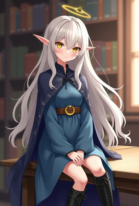 1 , Alone,  Long hair,  looking at the viewer , Rice,  white hair,  silver hair, hair with highlights, straight hair, Uma mecha lateral, toys,  yellow-eyed, Sign under the eye,  simple background ,  illustration,  anime style , anime,  high resolution ,  A...