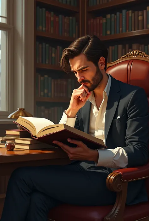  create an icon that represents a man reading a book, advanced drawing  