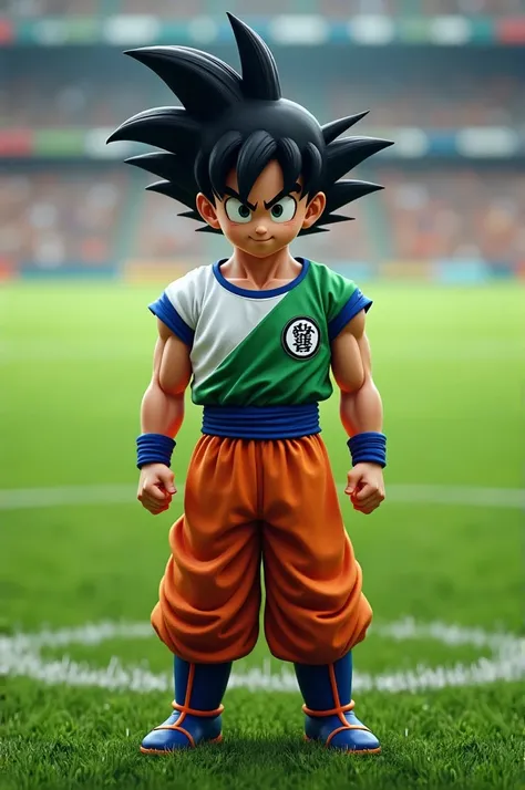 Goku wearing Atlético Nacionals uniform 