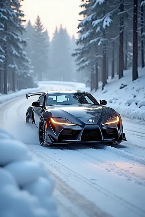 Toyota Supra mk4 wagon on snowy road