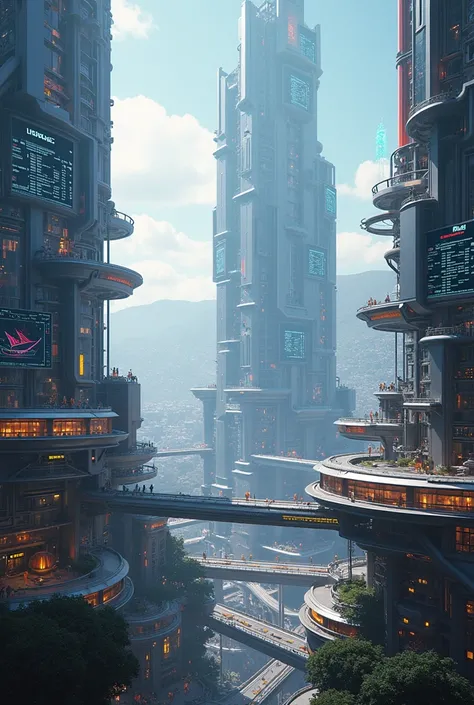 A futuristic image of Silicon Valley, featuring advanced tech hubs, coding screens, and innovation symbols like robotic arms and microchips