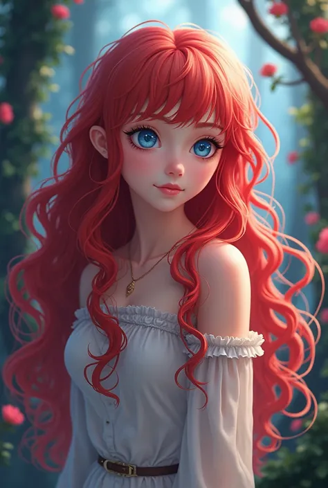 Akari is a girl with long, curly, squeaky red hair. She has a pointed chin and white skin. Her eyes are big and blue. Her lips are small but full.  Her eyebrows are slightly arched. And baji is having a  with keiusuke. What would the  look like?