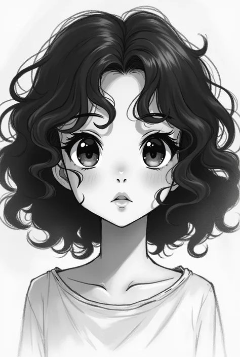 You could generate anime sketches of a curly haired girl with black eyes and very beautiful