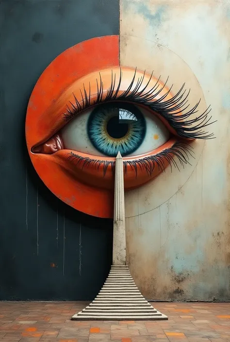 make a surrealist abstraction of the eye combined with architecture