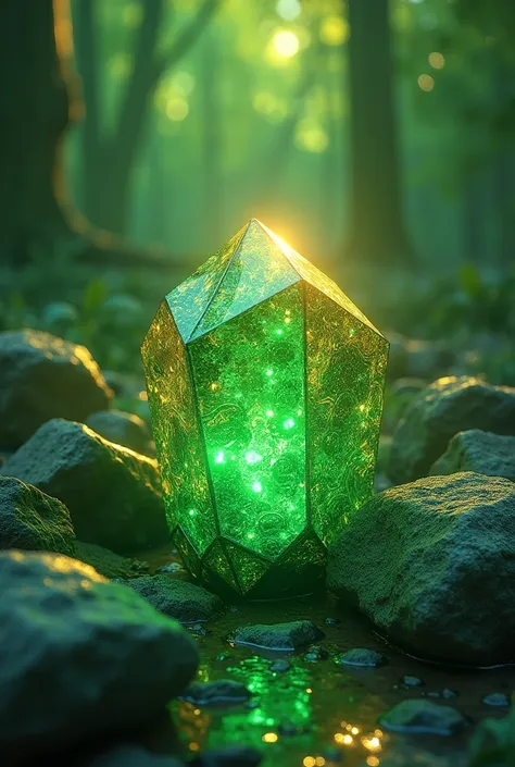 Generate an image of bismuth green stone as a cover that is all over the screen ,Brighter with reflection of golden light
That there a lot of encore
Mutos not just one 
