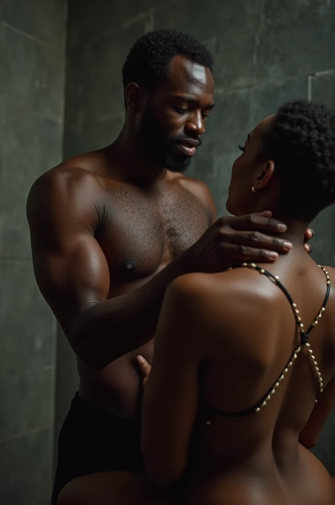 Woman being sexually hard tortured by a strong african black-man